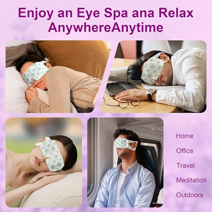 20 PCS Steam Eye Masks lavender Heated Eye Mask Self Heating for Eyes, Disposable Warming Eye Mask for Sleep, Unscented Scent Eye Steam Mask for Spa/Travel, Stress Relif & Relaxation Gifts for Women - Bloomnest