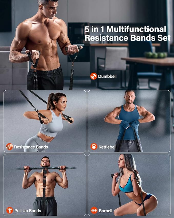 Resistance Bands, Exercise Bands, Resistance Bands for Working Out, Pull Up Assistance Bands, Work Out Bands with Handles for Men and Women Fitness, Strength Training Equipment - Bloomnest