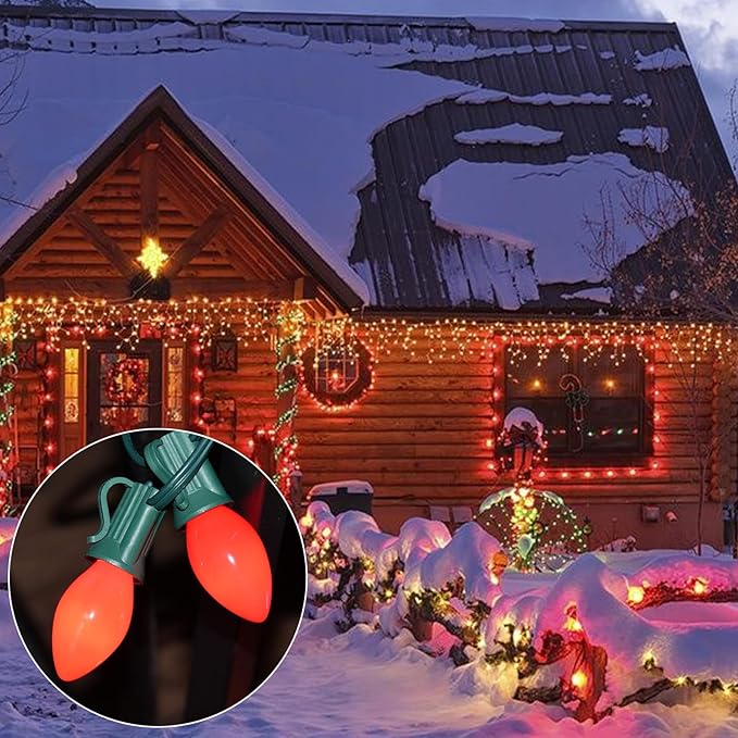 SUNSGNE C7 Red Christmas Replacement Night Light Bulbs, 5 Watt E12 Candelabra Base Bulbs - Great for Small Night Lights, Decorative Lights, Christmas Outdoor String Lights, Pack of 25 - Bloomnest