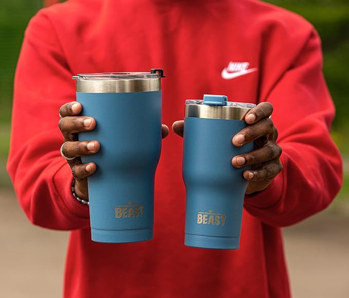 Beast 40 oz Tumbler Stainless Steel Vacuum Insulated Coffee Ice Cup Double Wall Travel Flask (Stormy Sky Blue) - Bloomnest