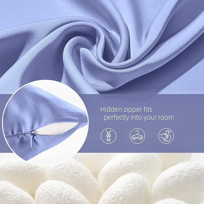 Silk Pillow Cases 2 Pack Mulberry Silk Pillowcases Soft Breathable Both Sided Natural Silk Pillowcase with Zipper Beauty Sleep Pillow Cases for Gift(King,Cornflower Blue) - Bloomnest