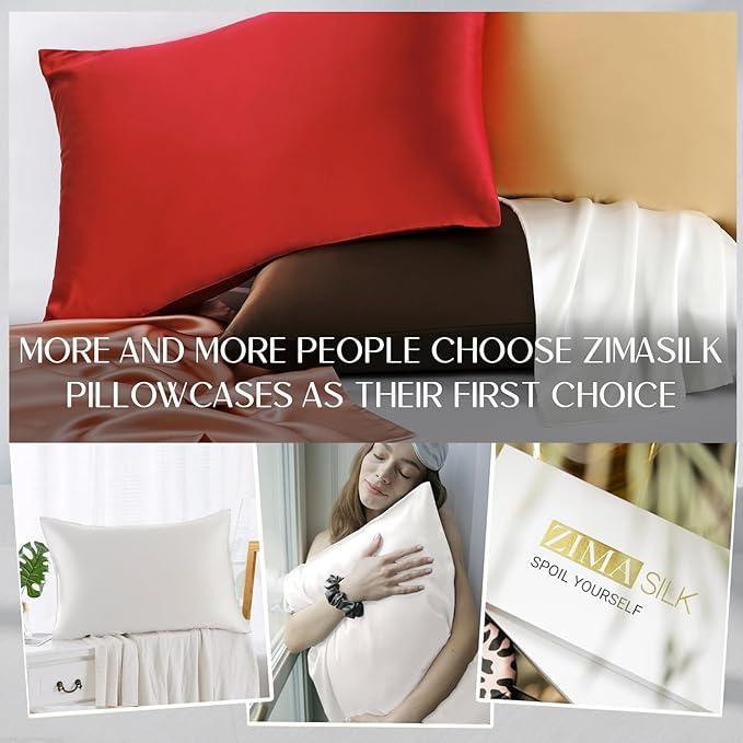 ZIMASILK 100% Pure Mulberry Silk Pillowcase for Hair and Skin Health,Soft and Smooth,Both Sides Premium Grade 6A Silk,600 Thread Count,with Hidden Zipper,1pc (King 20''x40'', White) - Bloomnest