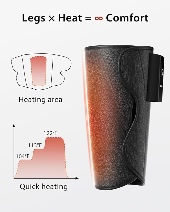 CINCOM Leg Massager with Heat and Air Compression, Cordless Calf Massager for Circulation and Pain Relief, Rechargeable Leg Compression for Edema Relief - Bloomnest