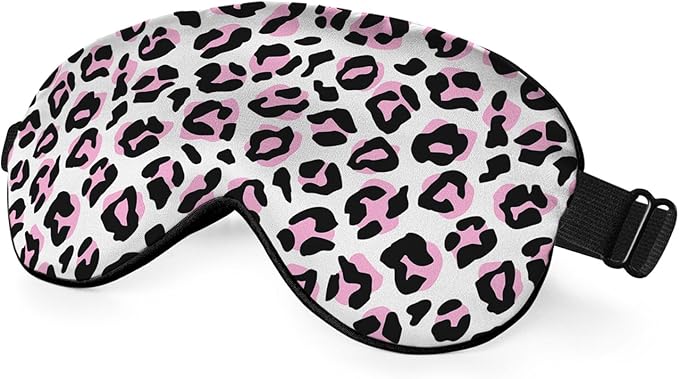 Leopard Eye Mask Sleeping Mask Pink Black Leopard Print Animal Sleep Masks Silky Soft Eye Cover for Women Men Shading Blindfold for Air Travel Sleeping - Bloomnest