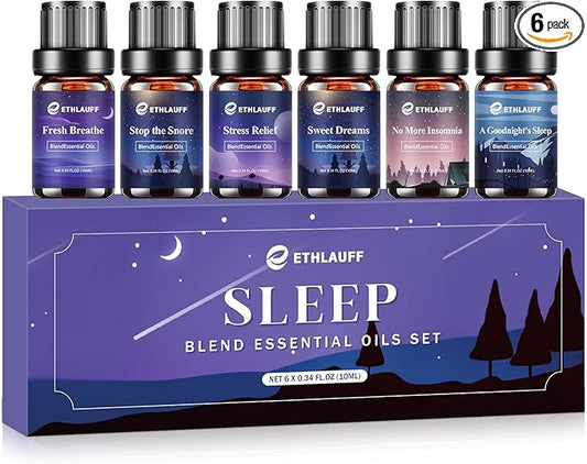 Sleep Essential Oils, Essential Oil Blends for Diffusers for Home (Relax, Stress Relief, Fresh Breathe, Sweet Dreams) Candle Making Scents, Relaxation Gift for Women and Men - Bloomnest