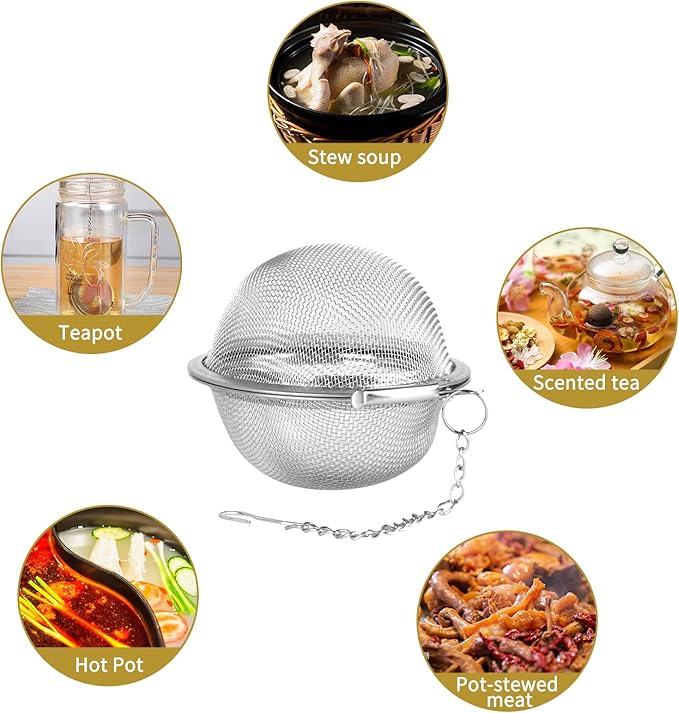 Fu Store 2pcs Stainless Steel Mesh Tea Ball 2.7 inches Tea Strainers Teas Infuser Strainer Filters for Teas - Bloomnest