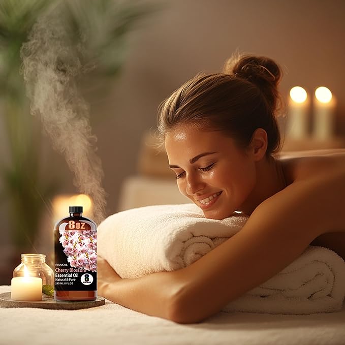 Cherry Blossom Essential Oil, Cherry Blossom Oil 8 Fl Oz 240ML for Diffuser Humidifier Yoga Cleaning DIY Candle Soap Making Perfume Gift for Women Essential Oils - Bloomnest