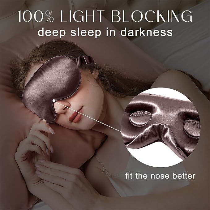 ZIMASILK Adjustable 22 Momme 100% Mulberry Silk Sleep Mask, Upgraded 3D Contoured Cup Eye Mask for Sleeping, Super Soft & Breathable Blindfold, Blackout for Deep Sleeping (Gray Purple) - Bloomnest