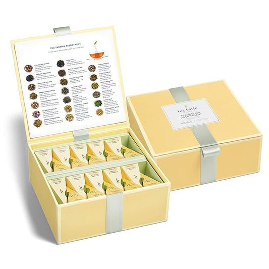 Tea Forte Tea Tasting Assortment Premium Tea Chest Gift Sampler, 40 Count, 2 of each Variety Blend Individually Wrapped Handcrafted Pyramid Infuser Bags - Bloomnest