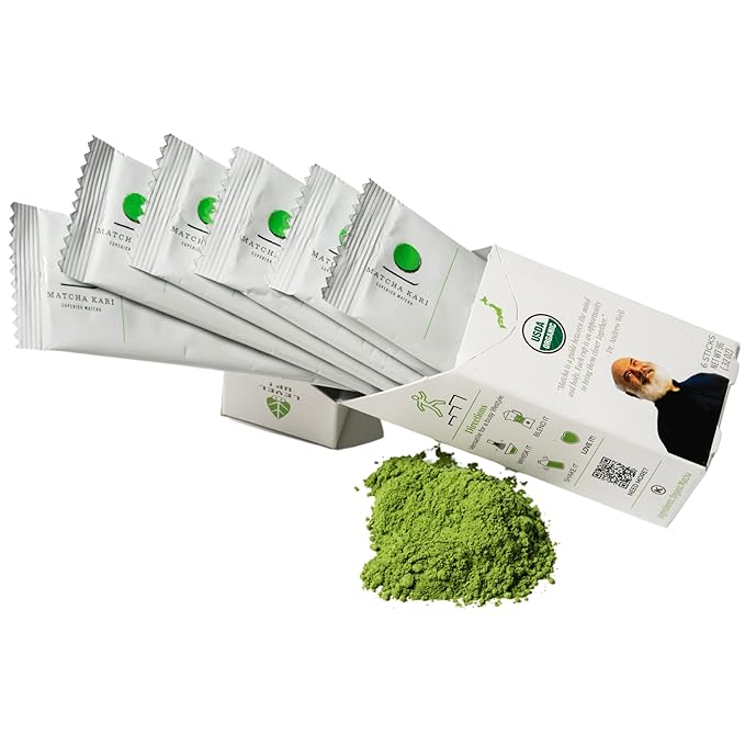 Matcha Green Tea Powder Single Serving Sticks, Dr. Weil's Ceremonial Organic Matcha Powder Singles Packets - Individual Tea Packets (6) - Bloomnest
