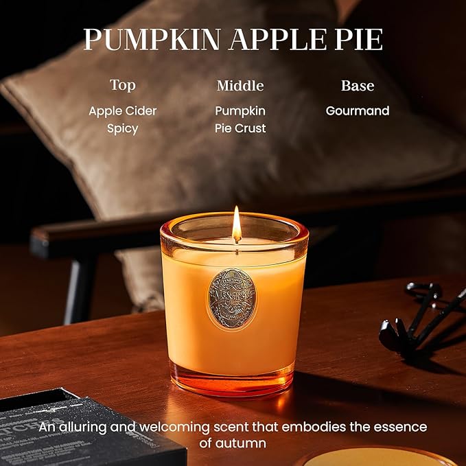 M&SENSE Natural Soy Candle | Pumpkin Apple Pie & Orange | 9.2 oz, 50H Burn Time | Luxury Scented Candle for Relaxation, Gifting, Home Décor | Ideal for Bedroom, Office, Party Ambiance - Bloomnest