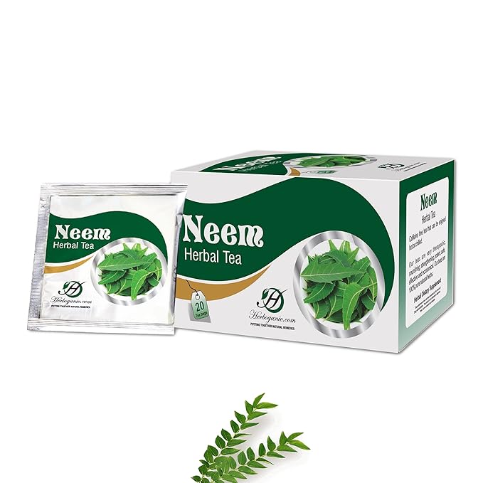 HERBOGANIC Neem Herbal Tea - Digestion Support and Immune Boost | Refreshing and Delicious Blend | Natural Ingredients | 20 Tea Bags - Bloomnest