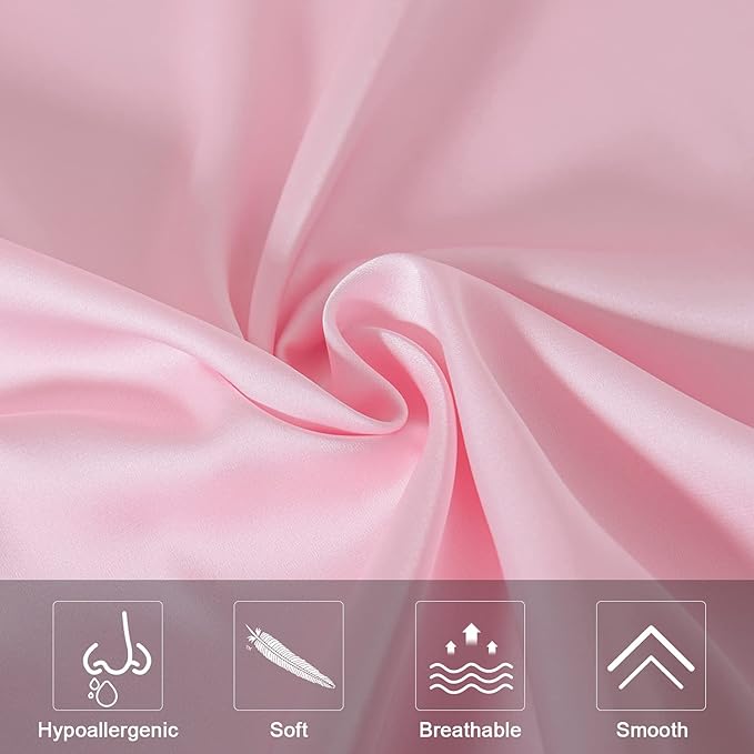 Mulberry Silk Pillowcase for Hair and Skin,Standard Size Cooling Silk Pillow Case with Hidden Zipper,Allergen Proof Dual Sides Soft Breathable Smooth Silk Pillow Cover for Women(Queen,Pink) - Bloomnest