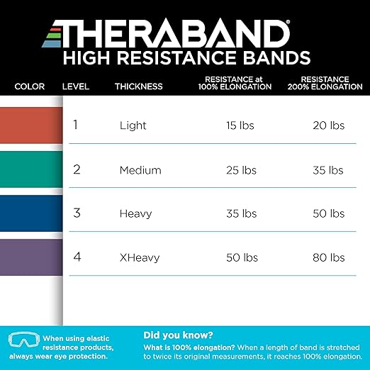 THERABAND High Resistance Bands, Set of 2 Elastic Super Bands for Improving Flexibility, Injury Rehab, & Full Body Workouts, Stretch Bands for Lifting, 1 Light & 1 Medium Band, Multi - Bloomnest