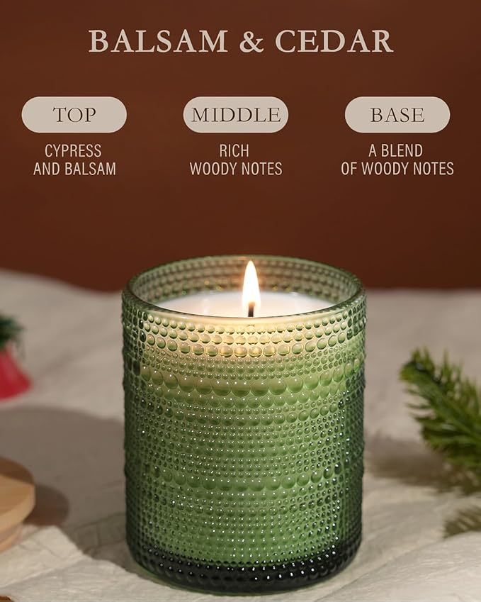 Balsam Cedar Scented Candles for Christmas Decor, Soy Scented Candle for Home Large Jar Candle, Aromatherapy Candle Over 60 Hours Christmas Candles Ideal Holiday Gift - Bloomnest