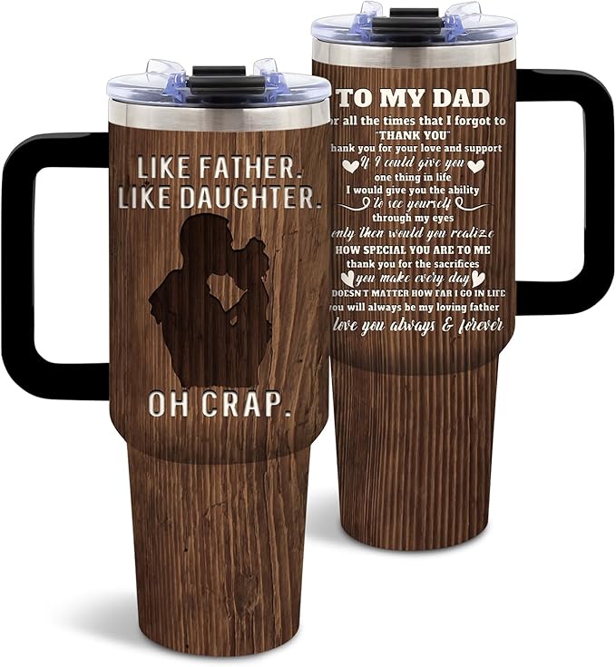 DUUV Gifts for Dad from Daughter, To My Dad Tumbler 40 Oz with Handle and Straw, Christmas Thanksgiving Birthday Gifts for Men Daddy Stepdad Elderly Father, Thoughtful Papa Mug, 1PCS - Bloomnest
