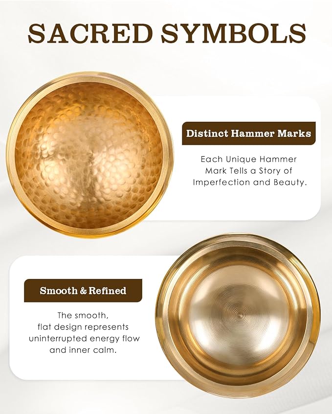 Tibetan Singing Bowls – Hand-Hammered in Nepal, Authentic Meditation Sound Bowls for Yoga, Chakra Healing, Mindfulness & Spiritual Self-Care Gifts for Women HIhealer
