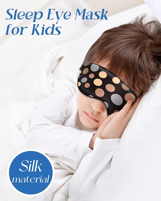 Sleep Mask for Kids - Silk Eye Mask for Sleeping Cute Cartoon Kids Sleep Mask for Boys Girls Teens Soft Smooth Adjustable Straps Silk Kids Eye Cover, Geometric Miqi - Bloomnest