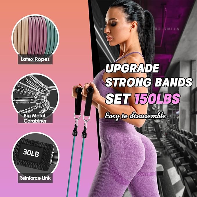 WHATAFIT Resistance Bands, Exercise Bands，Resistance Bands for Working Out with Handles for Men and Women Fitness, Strength Training Home Gym Equipment - Bloomnest