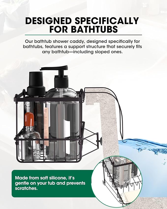 Rustproof Hanging Shower Caddy for Bathtub, Stainless Steel Shower Caddy for Tub Side, Hanging Shower Organizer Basket for Shampoo, Conditioner, Soap & Bath Accessories,Easy Install, Oil Rubbed Bronze - Bloomnest