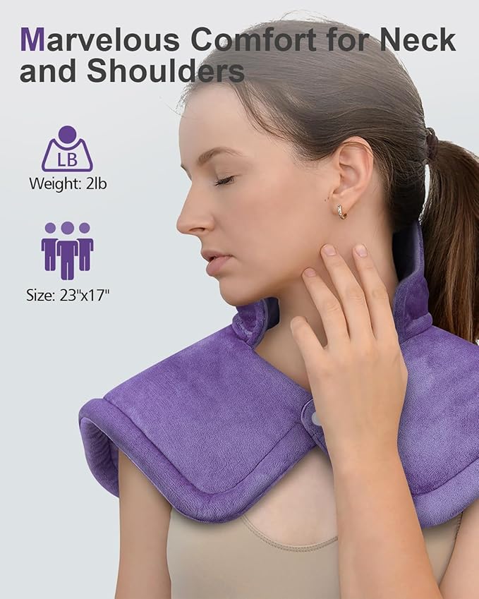 Heating Pad for Neck Shoulders Back, Valentines Day Gifts for Her, Weighted Heated Pad Neck Wrap Warmer for Mom, Anniversary | Birthday Gifts for Women Wife Girlfriend Grandma Best Friend, Purple - Bloomnest