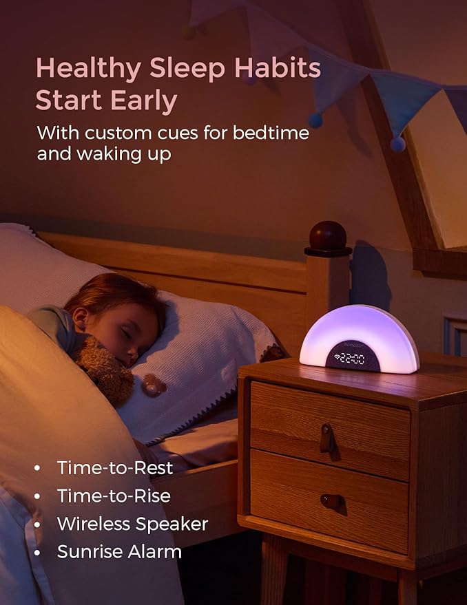 Momcozy Baby Sound Machine & Night Light–White Noise Machine with App Control, Sunrise Alarm, 34 Soothing Sounds–Sleep Trainer for Newborns & Toddlers, Travel Nursery Essential - Bloomnest