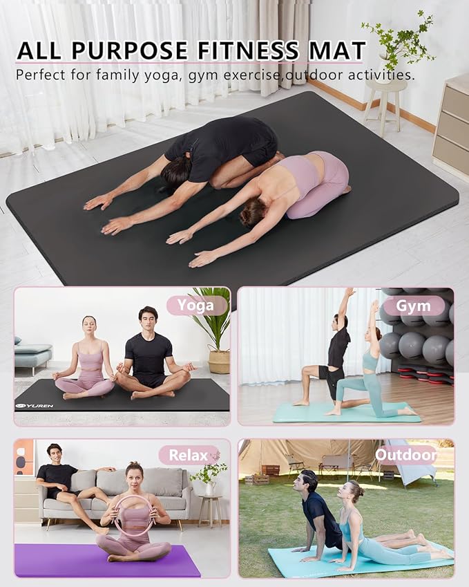 Large Yoga Mat 78"x 51" 20mm/15mm/10mm Thick Workout Mats for Home Gym, Extra Wide Workout for Women Men Gym Flooring Exercises - Bloomnest