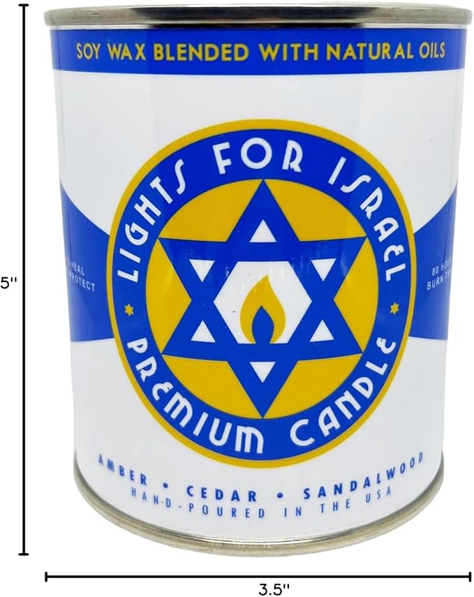 Long-Burning, One-Pint Premium Candles for Men | Vintage Inspired Oil Can Design | Soy Wax, Vegan Friendly, Made in The USA | Fury Bros. | Classically Cool (Lights for Israel) - Bloomnest