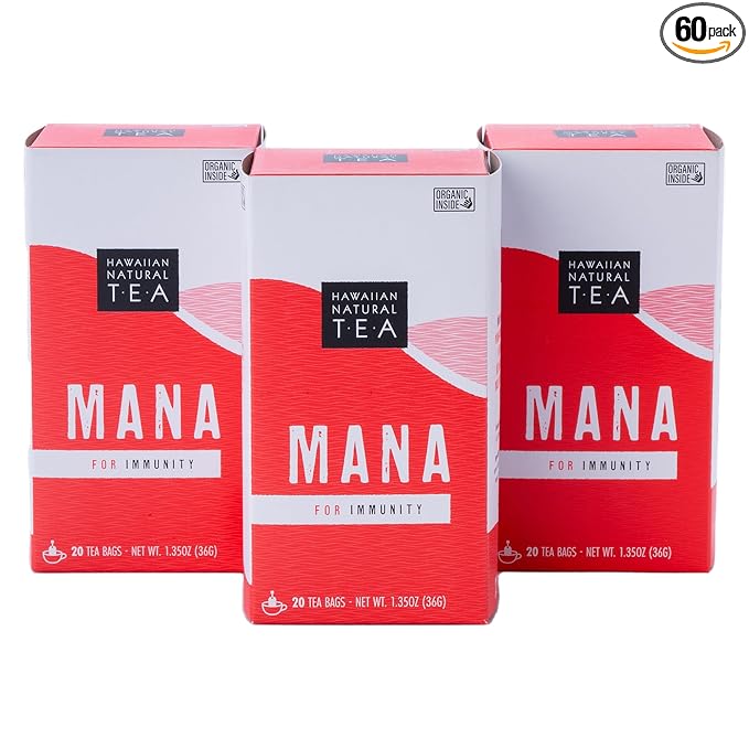 Mana Hibiscus Tea - Herbal Black Tea - All Natural Wellness Tea - Refreshing, Uplifting and Energizing Tea with Cinnamon & Mint - Supports Immune Health 60 Tea Bags - Bloomnest