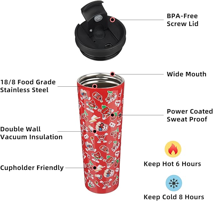 BJPKPK 30oz Tumbler With lid And Straw Stainless Steel Travel Coffee Mug Insulated Tumblers Cups,Passionate Red - Bloomnest