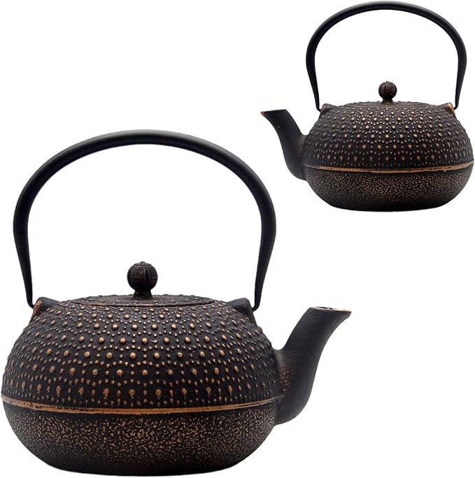 YJX 60.9oz Large Cast Iron Teapot for Stovetop Safe, 6 Cup Tea Kettle, Japanese Tetsubin, Teapot with Stainless Steel Infuser for Loose Tea, Tea Pot Enameled Interior (1.7QT/1.8L) - Bloomnest
