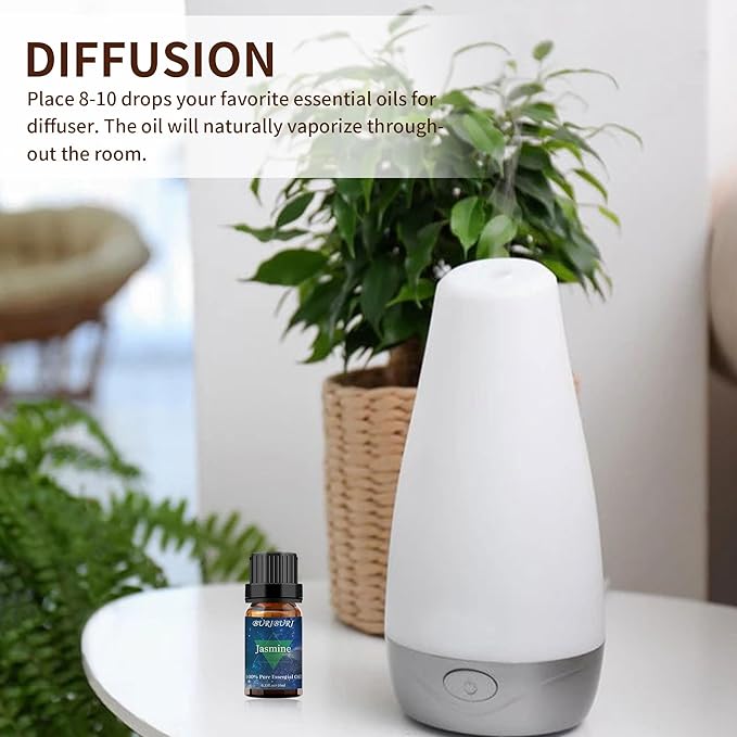 BURIBURI Jasmine Essential OIil and Eucalyptus Oil 2Pack Natural Eucalyptus Essential Oils 10ml for Diffusers (Jasmine+Eucalyptus) BURIBURI