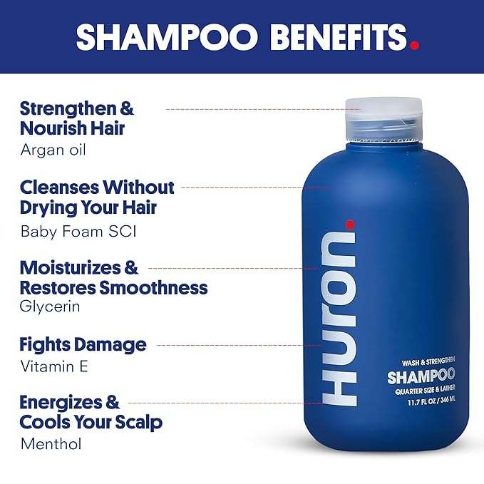 Huron Shower Kit - Shampoo, Conditioner, & Body Wash For Men - Sandalwood + Black Pepper Scent - Hydrating & Nourishing Men's Shampoo & Conditioner - Bloomnest