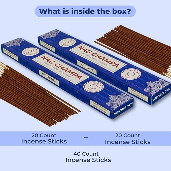 Nag Champa Incense Sticks - Total 30 Insence-Sticks - Dual Pack of 15 Insense - Inciensos - Inscents - Natural Non Toxic Ingredients - Incents - Incence - Inscense - Insents TRUMIRI