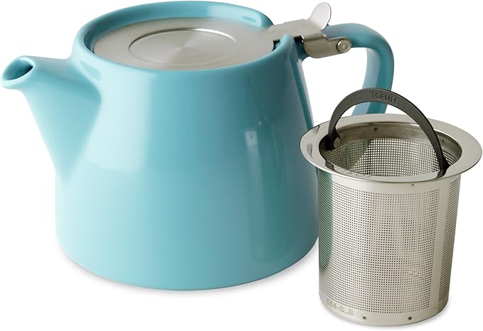 FORLIFE Stump Teapot with SLS Lid and Infuser, 18-Ounce, Turquoise