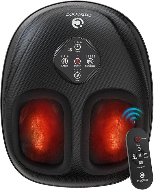 CooCoCo 2025 Upgrade Shiatsu Foot Massager with Heat, FSA Eligible Feet Massager for Plantar Fasciitis & Neuropathy, Foot Warmer with Kneading, Rolling, Compression, Remote Control - Bloomnest