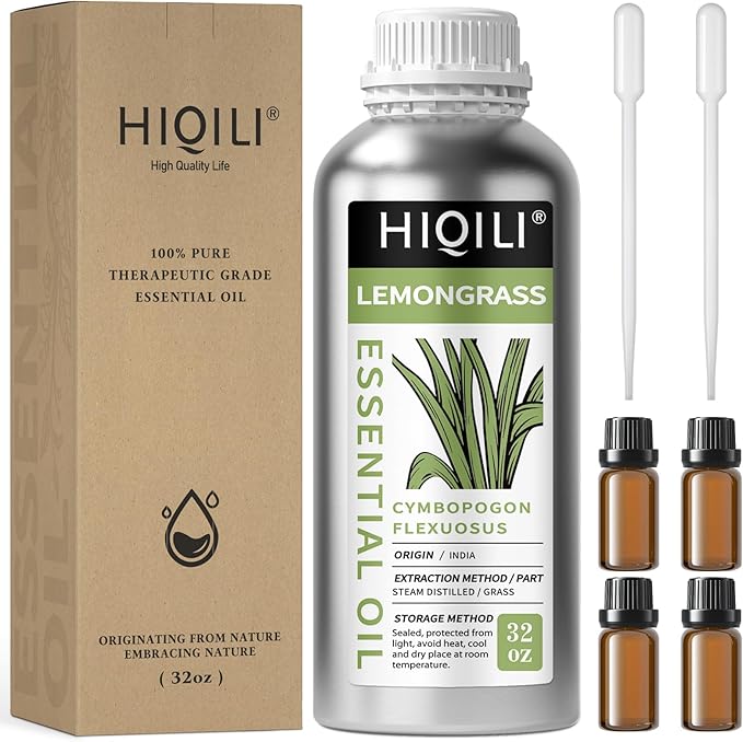 HIQILI 32 Fl Oz Lemongrass Essential Oil, 100% Pure Natural Undiluted Premium Oils - Bloomnest