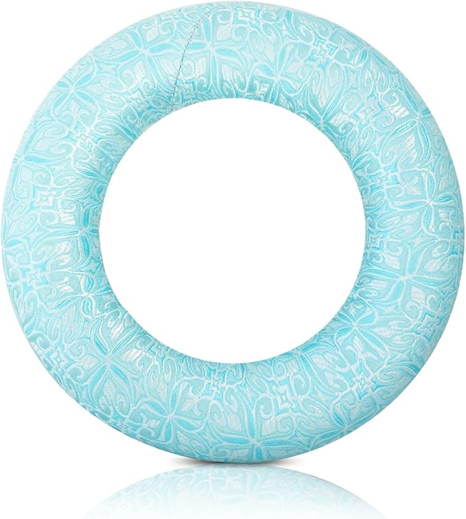 Singing Bowl Cushion for Tibetan Singing Bowls, Handmade Silk Brocade Round Cushion Pillow for Sound Healing and Crystal Sound Bowls Accessories(6.7 Inch,CyanBlue) - Bloomnest