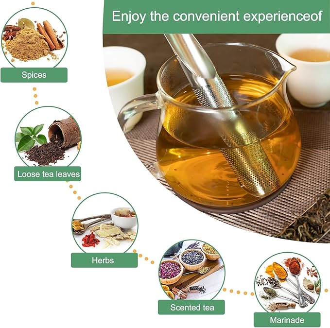 2 PCS Stainless Steel Tea Diffuser, 2025 New Stainless Steel Tea Infuser, Mesh Strainer with Hanging Hook Handle, Tea Bags for Loose Leaf Tea, Tea Artifact Creative Pipe - Bloomnest