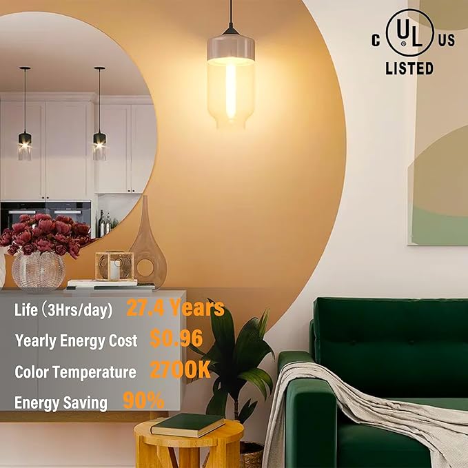 11.8IN 1000LM 2700K Soft White Light Bulbs E26 Base, T10 T9 Edison Bulbs Dimmable 8W, AC 120V 100 Watt Equal Filament Bulb, Vintage Clear Glass Long Tubular LED Bulb, UL Listed - 4Pack - Bloomnest