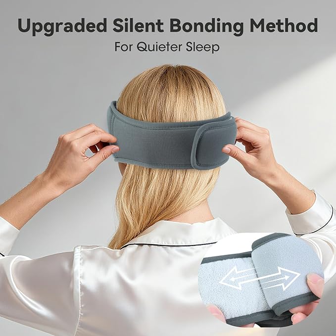 3D Bamboo Cotton Sleep Mask with Bluetooth 5.4 Headphone, Music Wireless Bluetooth Blackout Eye Mask for Side Sleepers, Earphones HD Speaker Microphone for Travel, Gifts for Women Men, Grey - Bloomnest