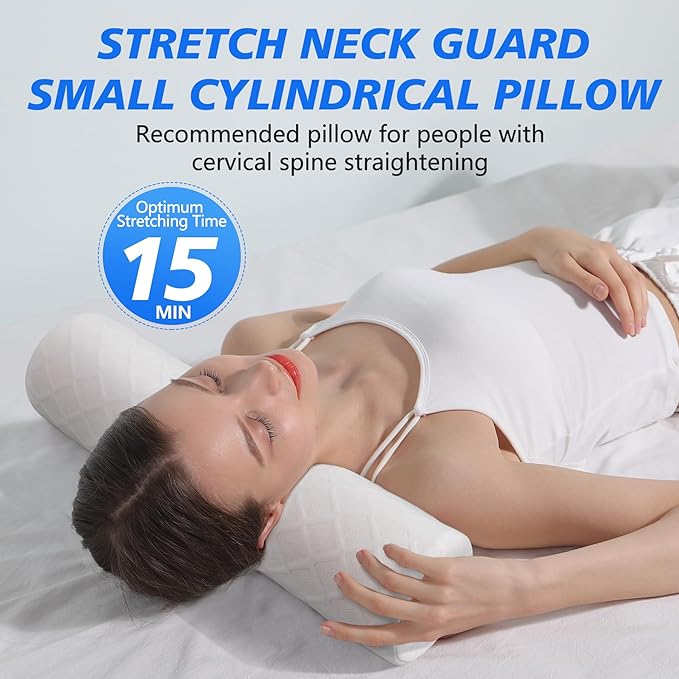 Cozyhealth Cervical Roll Pillow, Medium Soft Memory Foam Neck Round Pillow Cylinder Bolster Pillow for Sleeping, Round Neck Support for Bed, Legs, Back and Yoga (White, Medium - 3.9" H) - Bloomnest