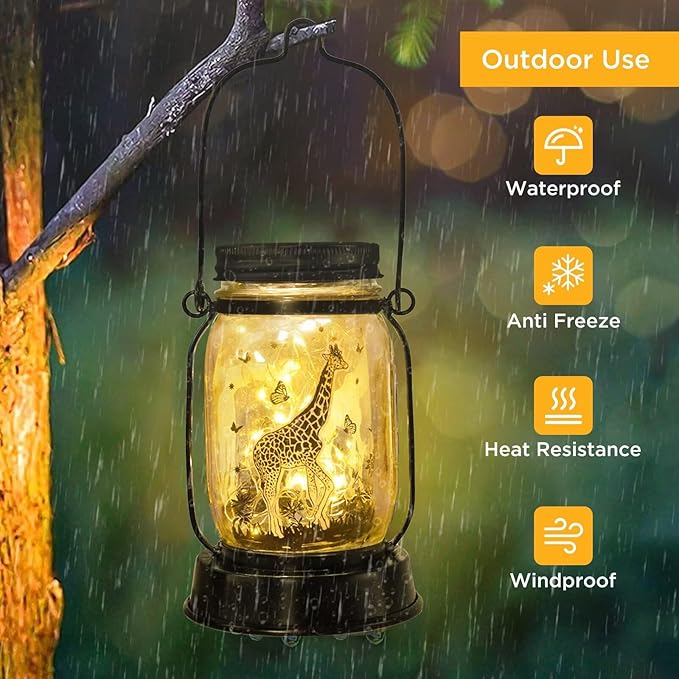 Giraffe Gifts for Women/Men Giraffe Lovers Solar Lantern Mom Birthday, Mothers Day, Christmas Gifts, Solar Garden Decoration Outside for Yard, Patio,Backyard,Porch, Torches - Bloomnest