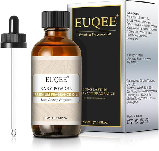 EUQEE Baby Powder Fragrance Oil Premium Fragrance Essential Oil 60ml with Glass Dropper for Aromatherapy, Candle Making, DIY Bath Bombs(2.02 Fl oz) - Bloomnest