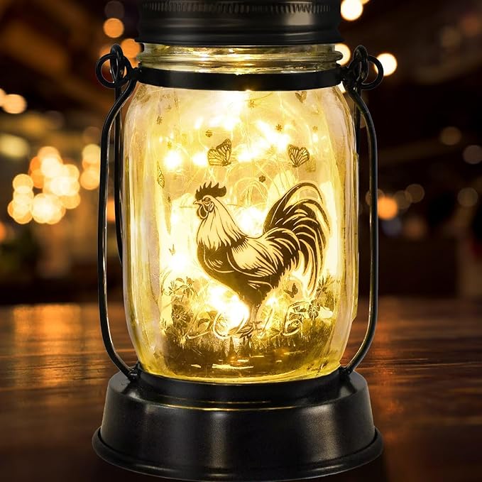 Chicken Gifts for Women/Men Cock Lovers Solar Lantern Mom Birthday, Mothers Day, Christmas Gifts, Solar Garden Decoration Outside for Yard, Patio,Backyard,Porch, Torches - Bloomnest