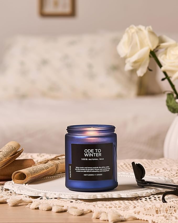M&SENSE Ode to Winter Scented Candle for Home Natural Soy Wax Non Toxic Cotton Wick Winter Scent, 7.05oz Up to 50 Hours Burn Time Gifts for Christmas Holiday - Bloomnest