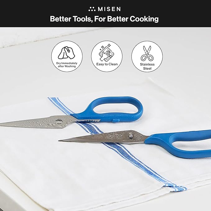 Misen Heavy Duty Kitchen Shears - Comfortable Ambidextrous Scissors for Meat, Poultry, Herbs & More - Easy to Clean - German Stainless Steel - Black - Bloomnest