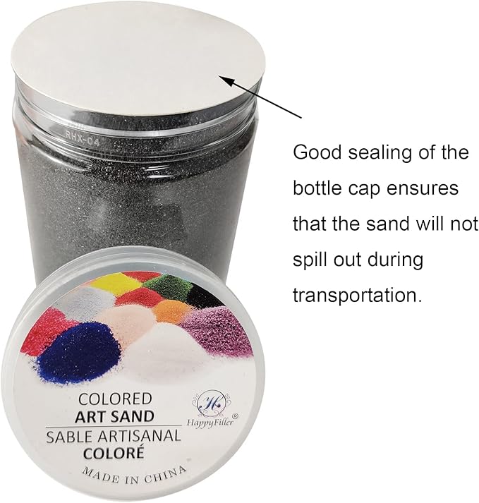 HappyFiller 28 OZ Black Sand Decorative Fine Unity Sand with Storage Container for Crafts,Wedding Ceremony,Vase Filler,Home Decoration,Hourglass,Zen Garden,Incense Burner - Bloomnest
