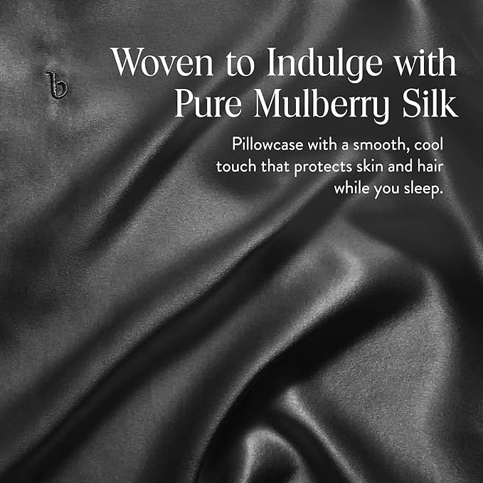 Brooklinen Mulberry Silk Pillowcase – 100% Pure Silk Pillow Case, Soft & Durable, Anti-Friction Comfort, Hight Quality Smooth Texture – Machine Washable & Breathable – King Size (Carbon) - Bloomnest