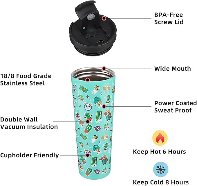 BJPKPK 34oz Stainless Steel Insulated Tumbler With lid And Straw Travel Coffee Thermal Tumblers Cup For Women And Men,Spring Party Green - Bloomnest